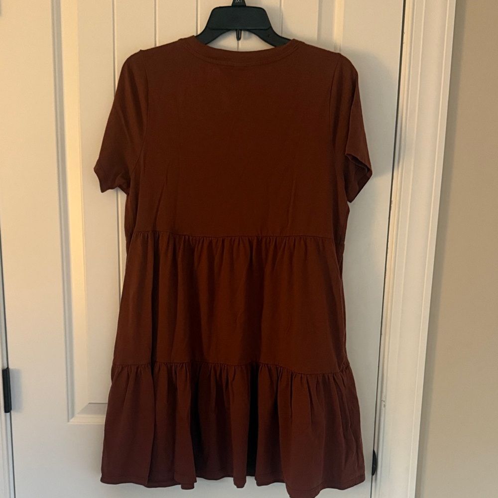 Old Navy Burgandy Tiered Mini Swing T-shirt dress M Medium - Picture 3 of 3